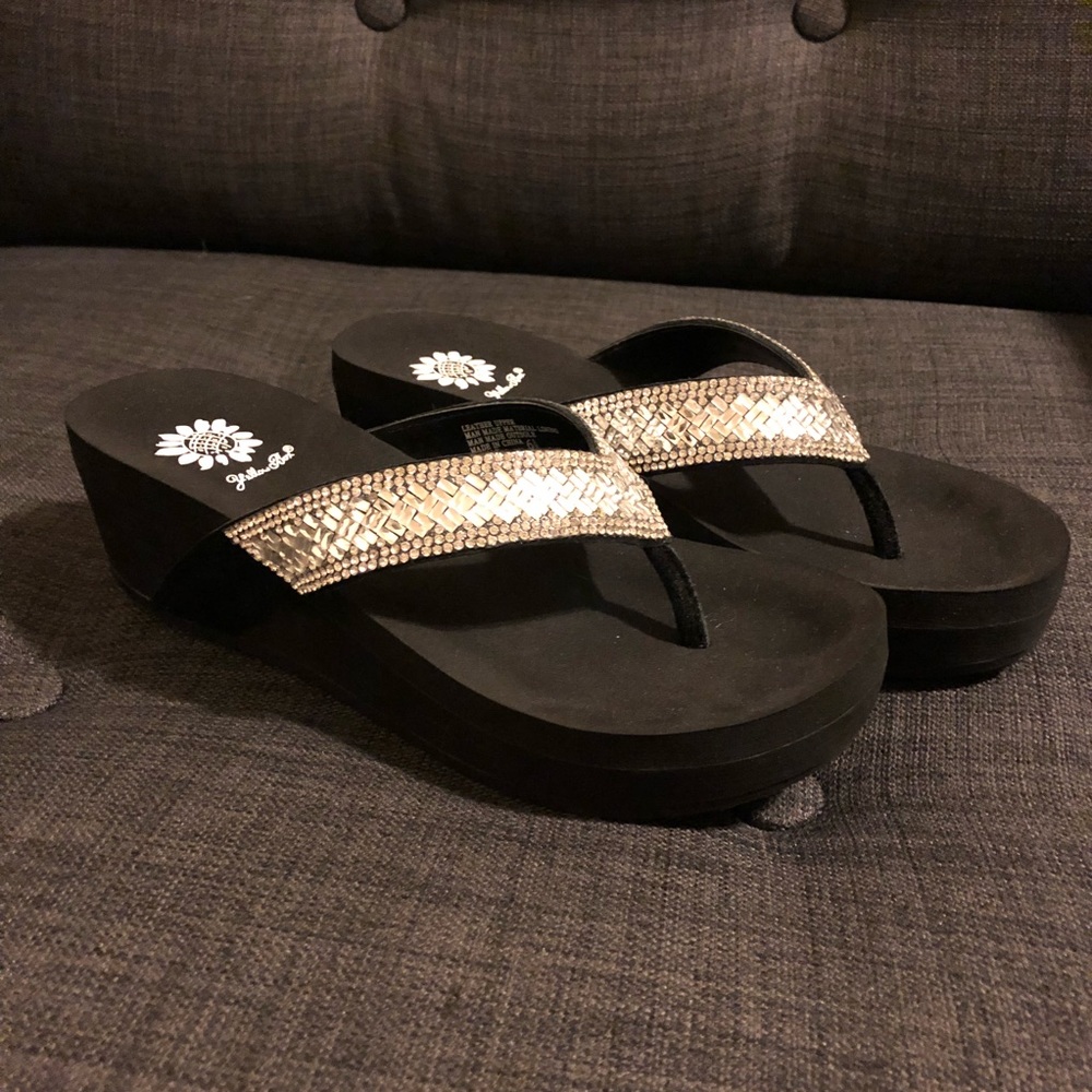 Yellow Box Everly Sandal Wedge in Crystal